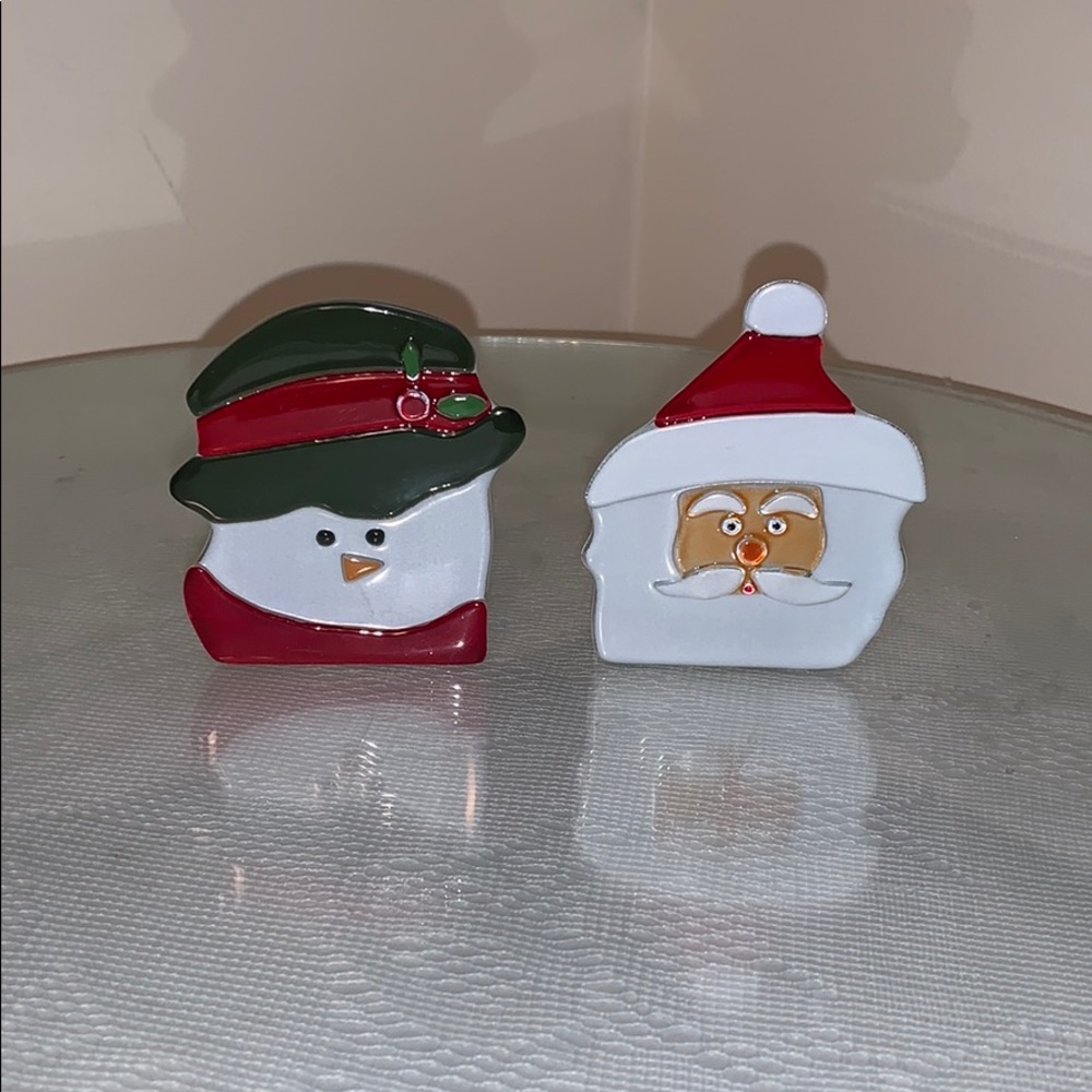 Partylite Santa and Snowman tea light pair